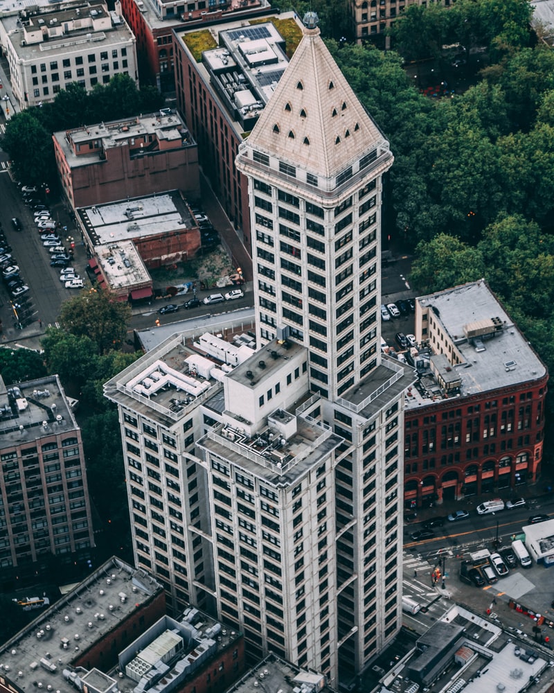 Aerial view of tower building